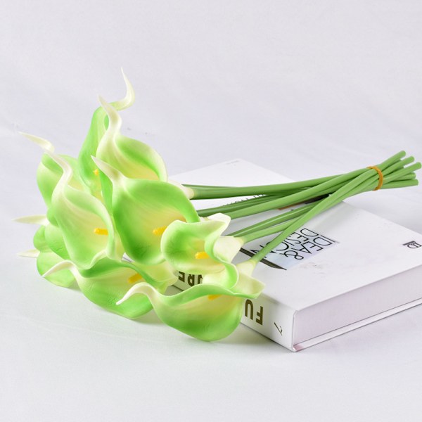 20pcs Green Artificial Real Touch Flower Bouquets Artificial Silk Flower for Bridal Wedding Home Decoration