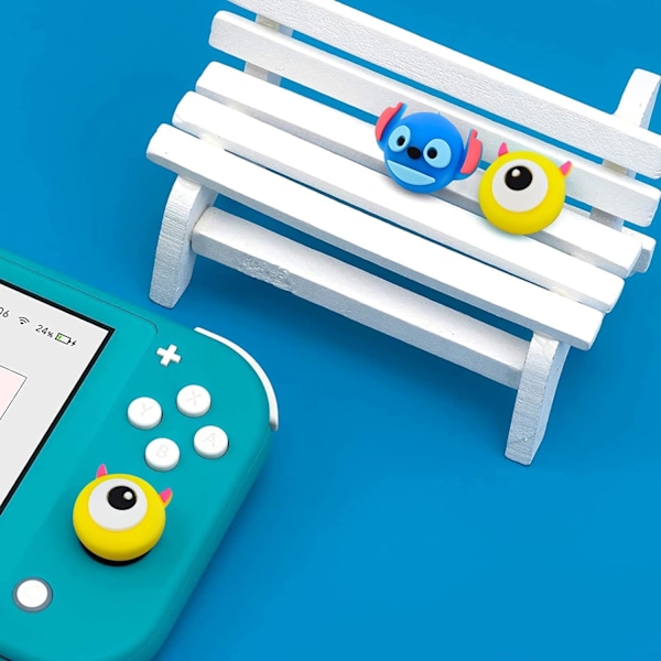 Grip Caps Kompatibel med Switch & Switch Lite, Blå Syning (4 stk) Bløde Silikon Grip Caps til Joy-Con Game Controller, 3D Analog Cover