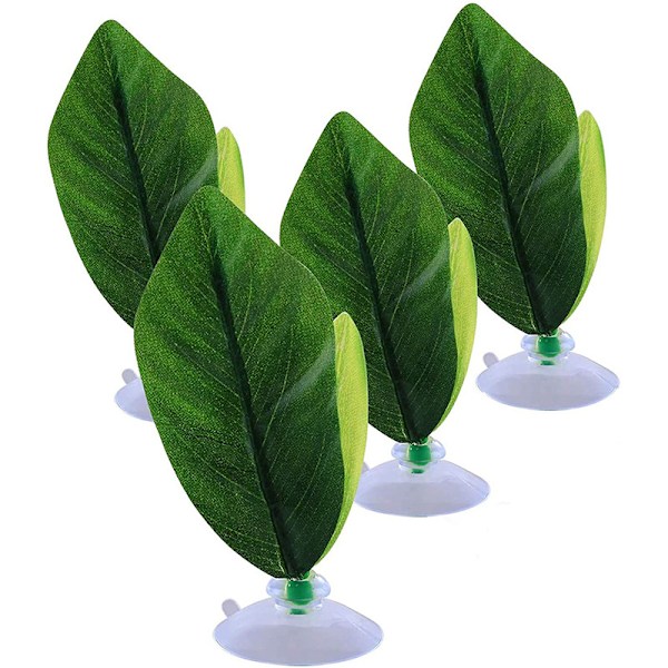 Flytende blad hengekøye Betta seng hengekøye form blad for akvarium grønn, 4 enheter (pakke med 1)
