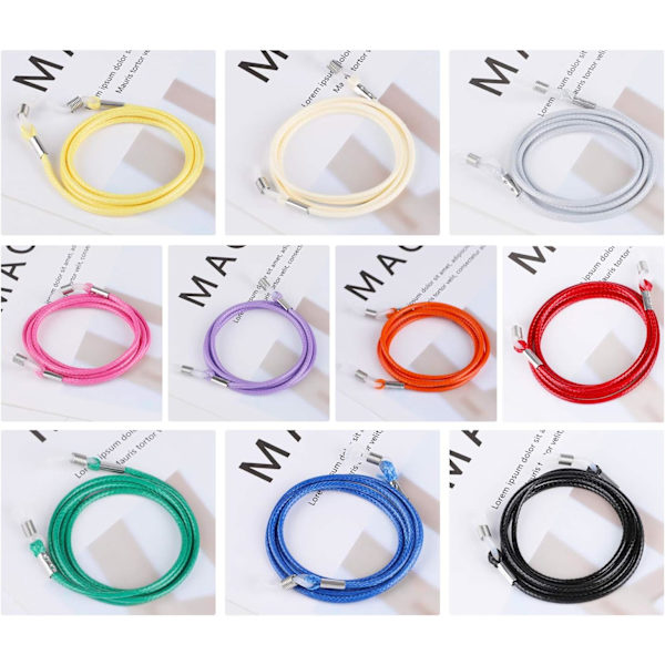 10 Briller Strenger, Fargerike Solbriller Kjede, Stropp Tau Lesebriller Holder for Kvinner Menn Barn Sport