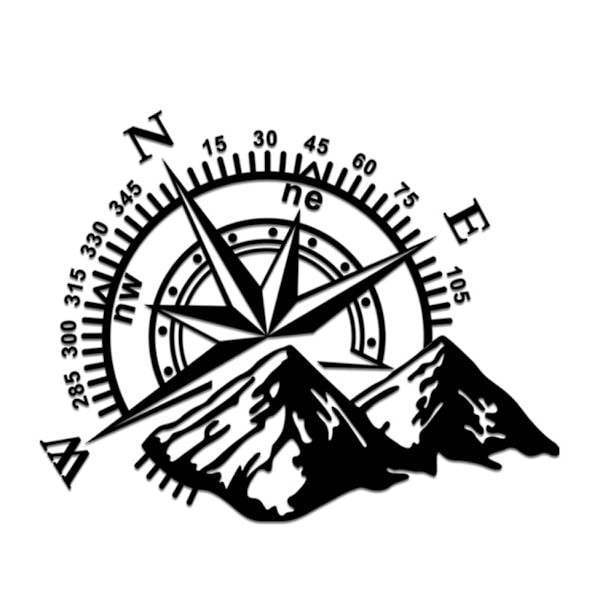 Compass World Compass Rose Off Road Trail Sport Stickers for Car or Motorcycle (Black,40×32cm)