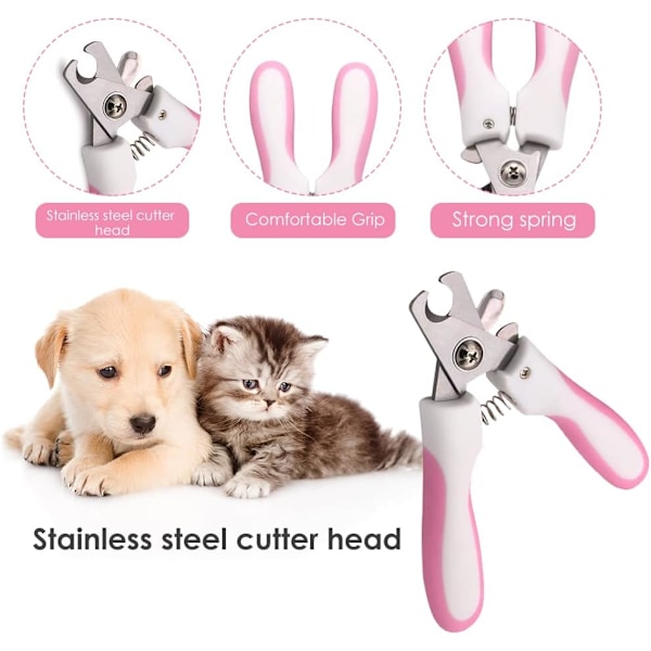 Pink Katte Negleklipper, Katte Negleklipper, Hunde Negleklipper, Hunde Negleklipper med Neglefil, Rustfrit Katte Negleklipper, Negleklipper til Hvalpe Kit