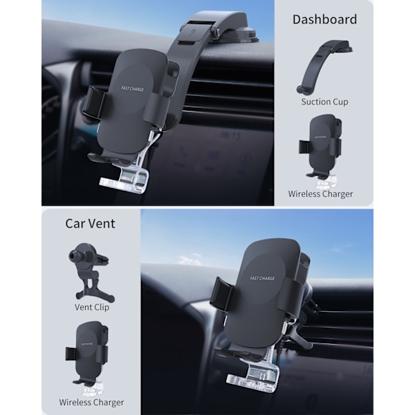 S13kc 3-i-1 trådlös billaddare mobiltelefonhållare för iphone14/airpods/Samsung S23