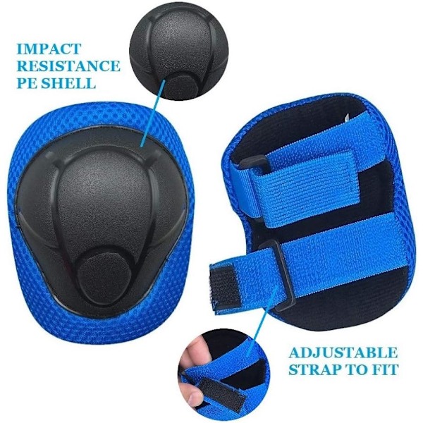 Skyddsset för barn, Knäskydd Armbågsskydd, Handledsskydd för barn (Knäskydd + Armbågsskydd + Handledsskydd) Stödkuddar för BMX, Skateboard,