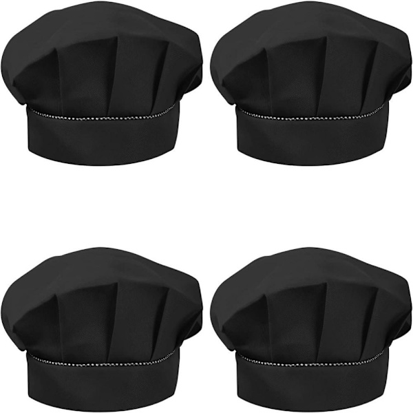 4 st barns kockhattar 3-13 år, justerbar kockhatt för pojkar och flickor, andningsbar polycotton kockhatt, kockmössa för småbarn till hemlagning Black