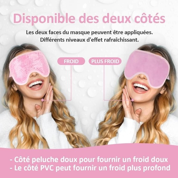 Kall ögonmask, gelögonmask för svullna, mörka ringar, migrän, återanvändbar kall ögonmask med plysch ögon ispåse baksida för varm kall terapi Pink