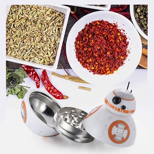 Star Wars BB-8 Grinder Krydderkværn, Urtekværn med Pollenopsamler 2\", Fremstillet af Holdbar Zinklegering, til Urter, Pollen, Blomster, Sort Gave