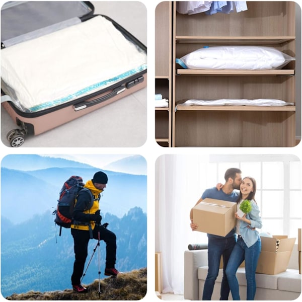 7-pack 50*60CM Vakuumpåsar Kläder Dammsugare Set med 7*XL Återanvändbar Vakuumförvaringspåse + 1 Pump, Kompressionspåse Reseförvaring, Sängkläder Kuddar Täcke