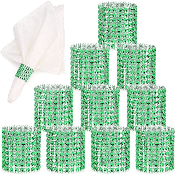 (Grön, 50 st) Servettringar Bling Rhinestone Servettringar Bröllop Servettring