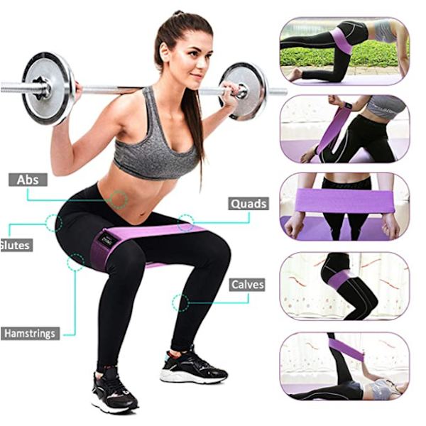 Elastisk treningsbånd for styrketrening, treningsbånd med 3 styrkenivåer, sportsbånd for yoga/pilates/fitness/knebøy/glute bridge