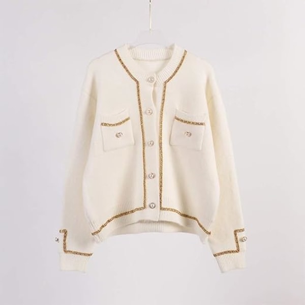 (färg: beige)Casual tröja cardigan knapp formell stickad kappa elegant stickad tröja Cape Rose Vintage höst dunjacka