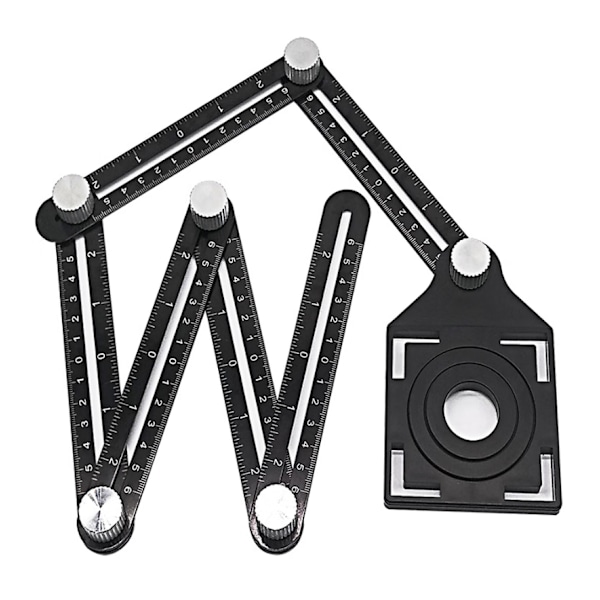 Multi-vinkel Måler Lineal, Vinkel Skabelon Værktøj Multi-Jig Bøjning Måleværktøj, 6-sidet Foldbar Lineal og Punch Locator til DIY Keramik Fliser