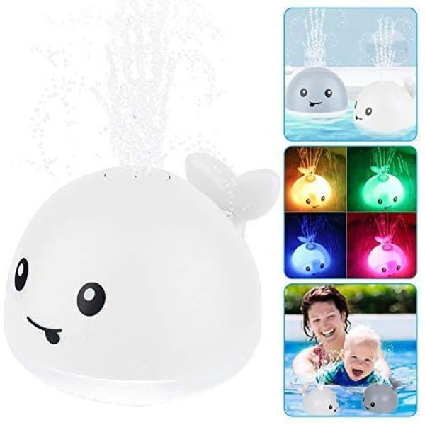 (1-2 år) - Vit val badleksak för barn, elektrisk badleksak induktionssprinkler vattenspruta boll leksak med LED blinkande ljus fontänleksak för Bo