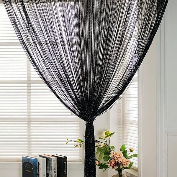 1*2m Svart Duggdråpe Gardinpanel Perfekt som Fluenetting