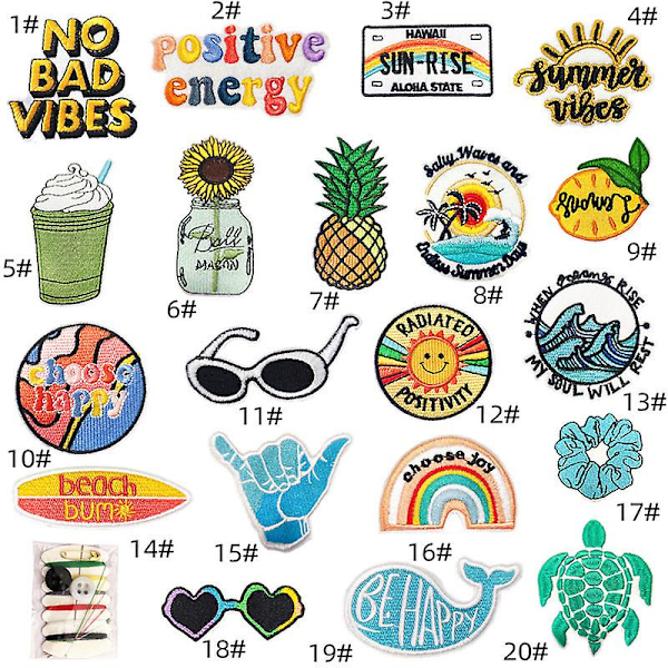 20 Stycken Vintage Applikationer Stryk-på-lappar Sy-på-applikationer Hippie Broderi Retro Hippie Patch För T-shirt Ryggsäck Jeans Jackor Kläder Hatt