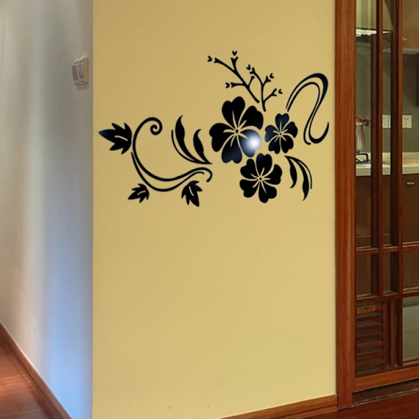 3D Blomster Vægspejl Klistermærker Rose Blomster Vine Klistermærke DIY Elegant Miljøvenlig Dekoration Klistermærker til Soveværelse Stue Dekoration TV Baggrund
