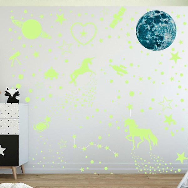 Selvlysende stjerner til tak, lysende klistremerker 889 stk, fluorescerende klistremerke, fluorescerende klistremerker, lysende stjerner til tak, veggklistremerker for barn