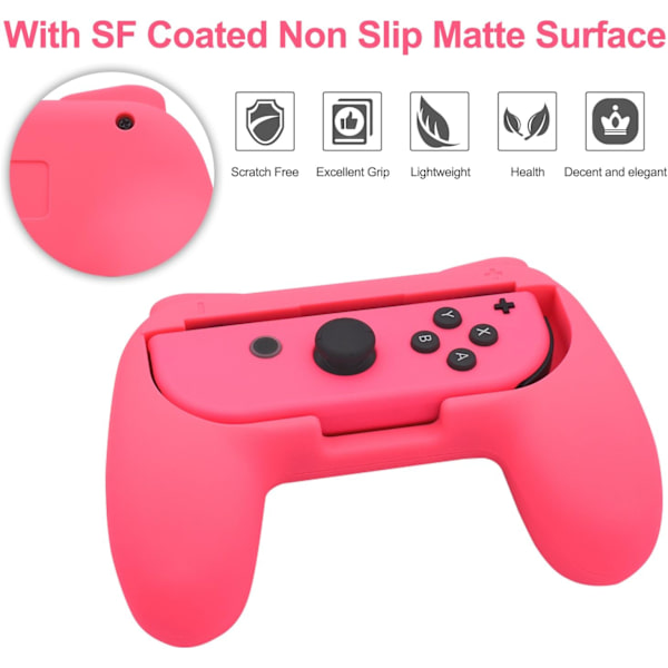 Set med 2 grepp (blå och röd) kompatibla med Nintendo Switch & Switch OLED, gummiyta grepp kompatibla med JoyCon
