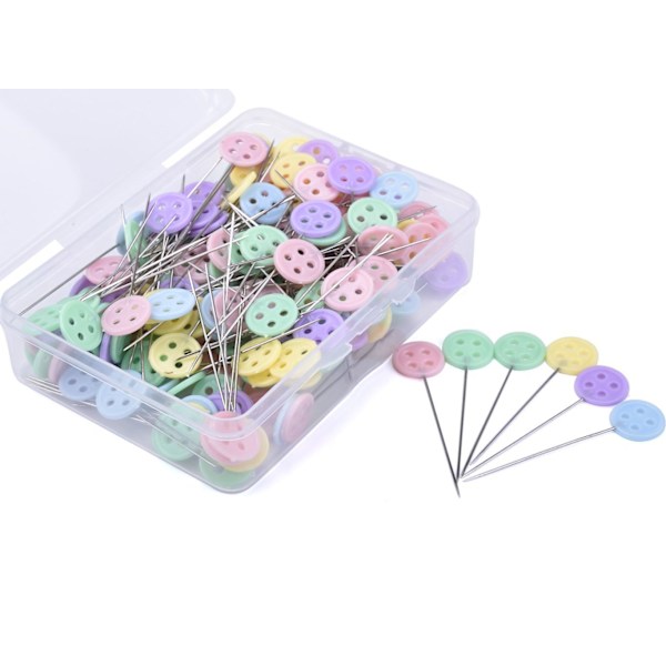 200 stk. Flat Head Pins med Oppbevaringsboks Assorterte Farger Dekorative Pins for Syersker Håndverk Syprosjekter