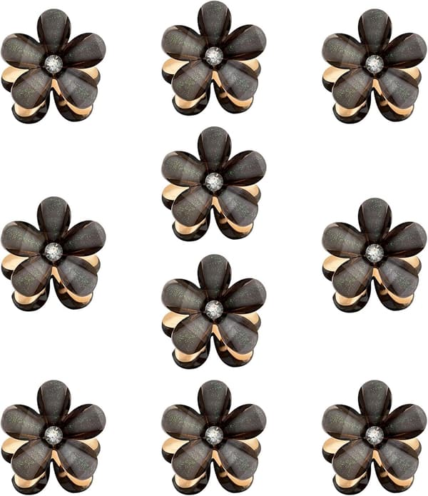 10 Mini Diamanthårklemmer (Sort), Små Hårklemmer til Kvinder, Piger, Mini Søde Hårklemmer til Daglig Brug, Fest, Bryllup