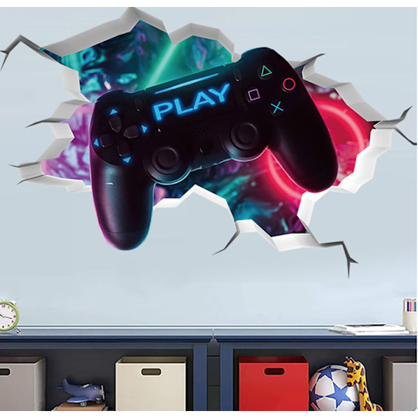 3D Gamer Väggdekaler（32*50cm）, Gamer Väggposter Dekoration, Pojkrum Väggdekal, Modern Vardagsrum Dekoration Väggdekaler, Pojke Sovsal Väggdekal
