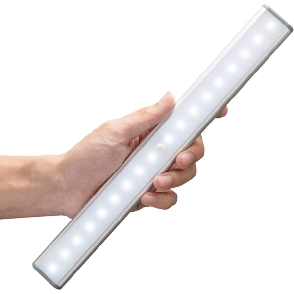 20 LED-lampor, trådlösa, USB-uppladdningsbara, magnetiserade, rörelsesensor, 2 belysningslägen, bärbara. Skåpsbelysning, bärbar nödbelysning, barnens