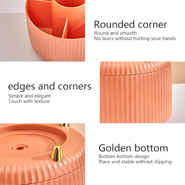 Vitality Orange - Kosmetisk Makeup Organizer, 360° Drejelig Organizer, Bærbar Kosmetikboks, Multifunktionel Opbevaring, Kosmetikopbevaring til Soveværelse, Badeværelse