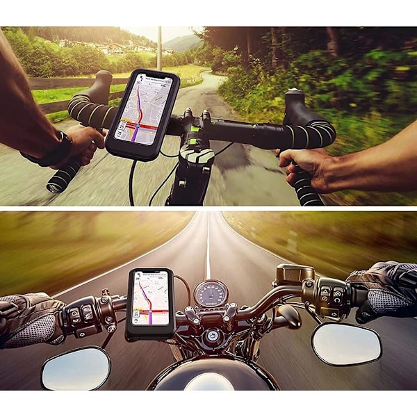 Motorcykel Telefonholder, Vandtæt Cykel Telefonholder, 360° Motorcykel Scooter Smartphone Holder med Regnbetræk Telefonholder til Motorcykel