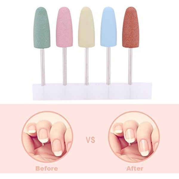5 stk. Silikon Negleboremaskine Bits, Farve Slibhoved til Professionel Konisk Burs Gel og Push Back Neglebånd Manicure Sander Tip Tilbehør