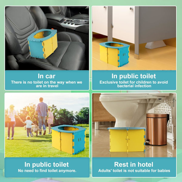 Baby Potty, Foldbar Børnetoilet, Blå Gul Træningspotte Toilet til Babystol, Bærbar Pottesæde til Udendørs Rejser Campingtoilet