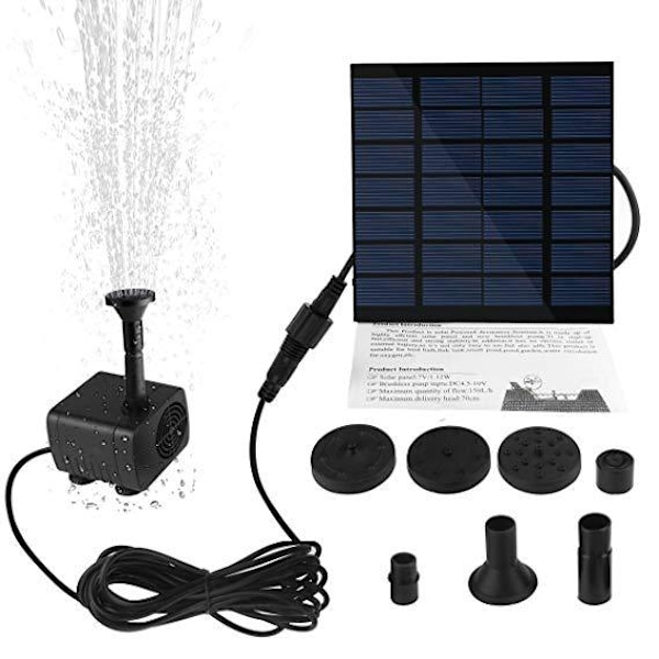 Solcellsfontän - 1,2 W utomhus solcellsfontänpump med 6 munstycken för fågelbad, damm, simbassäng, uteplats, trädgårdsdekoration