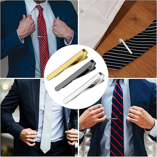 3 st slips för män i stål, slipsklämma, slipsklämma, smala slipsnålar för män, klassiska slipsklämmor för män i vardagen