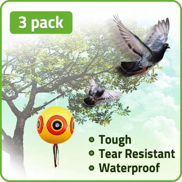 Avskräckande ballonger - Anti Pigeon Bird Scarer - för att avvisa duvor, kråkor och mer - för användning med ultraljud/spik/nät - 3-pack