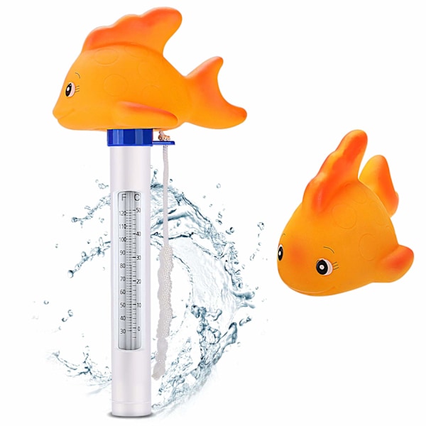 Simtermometer för simbassäng, (guld) flytande pooltermometer söt tecknad termometer används för vattentemperatur för spa bad simbassänger badtunna F