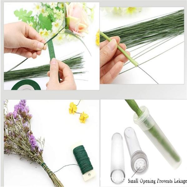 17 Dele Blomsterarrangementsværktøjssæt, 4 Stilbåndsremme, 1 Stil Blomstertråd, 2 Stil Saks og Hovednåle til DIY Bryllupsbuket