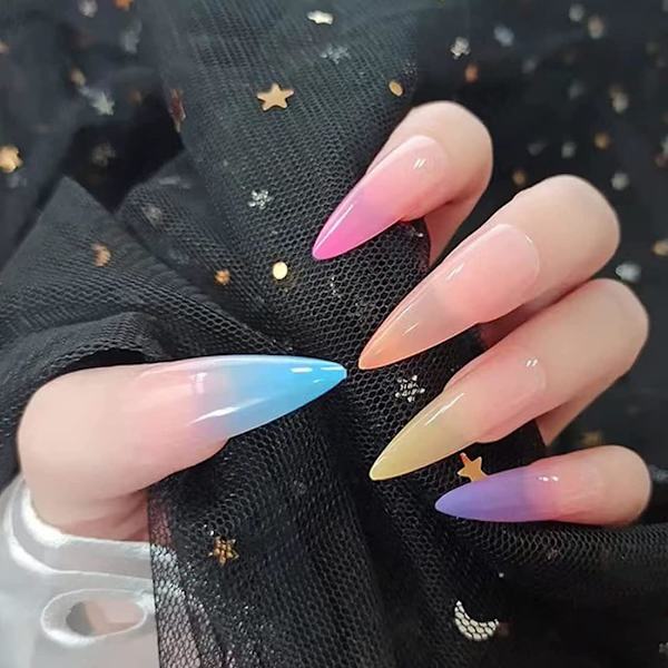 504 st transparenta full frost nagelspetsar mandel akryl falska naglar full cover konstgjorda nagelspetsar 12 storlekar stilett långa falska naglar för nagelsalonger