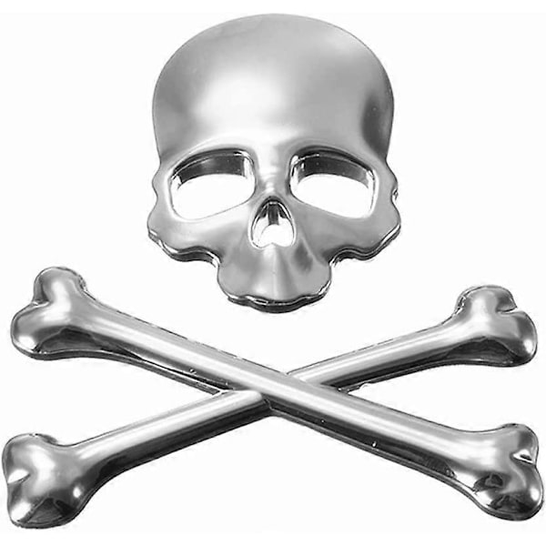 2 stk. 9*8,5 cm 3D Metal Personlighed Kranie Skelet Død Bil Motorcykel Emblem Badge Sticker Bil Styling Mærkater Tilbehør