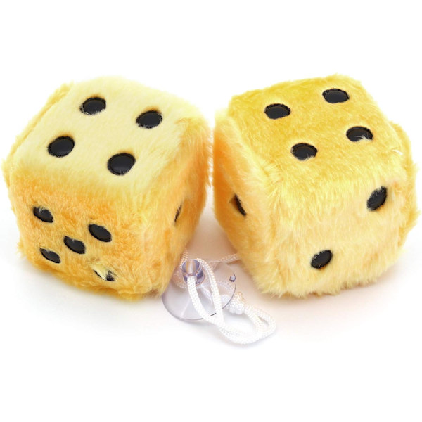 (Gul)Päls Tärning att Hänga för Bil Inredning Dekoration, Inredning Vägg, Kylskåp Yta, Flera Färger att Välja Mellan Polka Dot Mönster