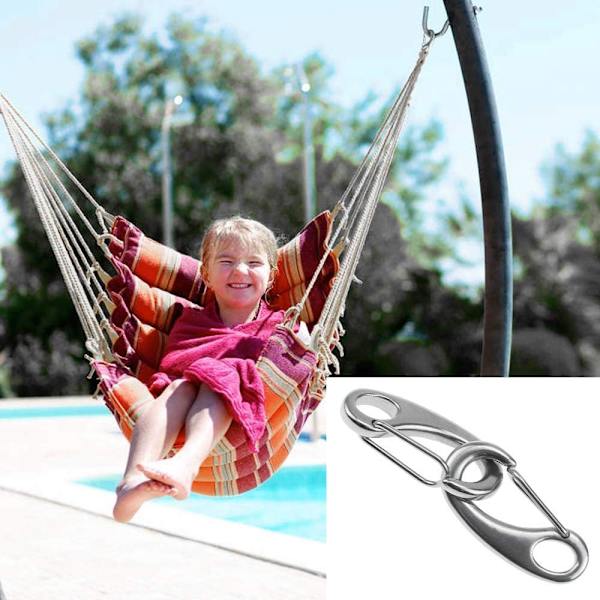 4 st 50 mm rostfritt stål klättring karbinhake spänne silver fjäder snäppkrok för camping vandring eller båtliv