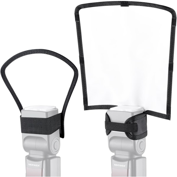2 Stykker Softbox Flash Diffuser 25X25X21 cm Fleksibel Hvid Reflektor og 18X20X10 cm Dobbeltsidet Reflektor Sølv/Hvid Universal Montering, Sølv/Hvid