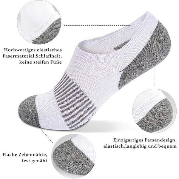 4 Par Lavt Strømper til Kvinder Mænd Usynlig Anti-Slip Bomuld Sportsstrømper