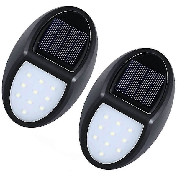 2 Stycken Vattentäta Rörelsesensor Vägglampor Solcellsdrivna 10 LED Vägglampor Staketbelysning för Gångväg Uppfart Entrédörr Gård Gul