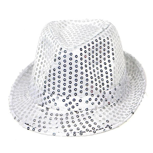 Glitterhat, unisex, disco outfit, disco tilbehør, karneval, udklædning, temafest, temafest - Hvid