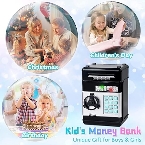 Elektronisk spargris för barn 3-12 år, säker spargris med kod, barnpengar spargris säker spargris ATM leksak barnsäker present för pojke flicka