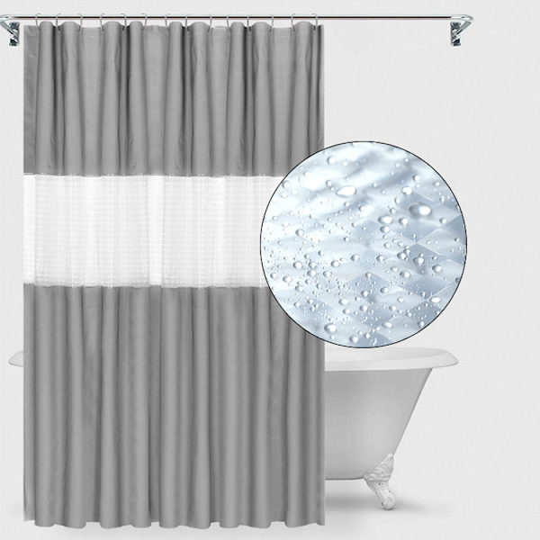Beige Dusjforheng 200x180cm Halvtransparent Vanntett EVA Badeforheng for Bad