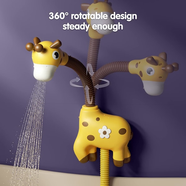 Baby Badleksak Duschhuvud Giraff och 3 Djur Flytande Leksaker, Vattenpump för Badkar Barn 1 2 3 4 År