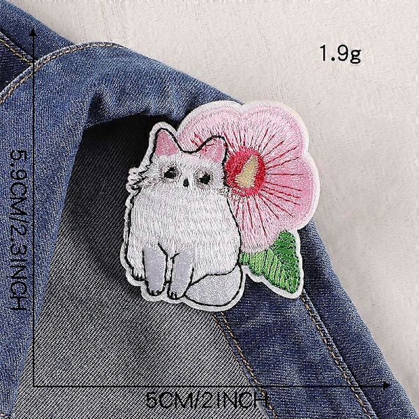 12 Stycken Djur Broderade Stryk på Märken, Katt Stryk på Märken Set, Sy På/Stryk på Applikation för Kläder, Klänning, Hatt, Jeans, DIY Tillbehör