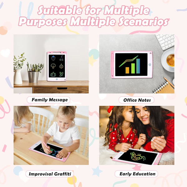 10 tum Färgglad LCD-ritplatta för barn och vuxna Lämplig bärbar (rosa), LCD-ritplatta Magisk ritplatta Perfekta presenter för 3 4 5 6 7 år gammal