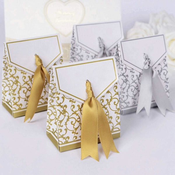 50 x Gullpapirfestboks Gaveboks for gaver, godteri, konfetti, gaver og smykker til bryllup, bursdag, babyshower, hellig, nattverd, jul