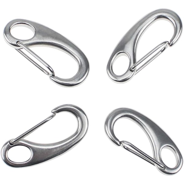 4 st 50 mm rostfritt stål klättring karbinhake spänne silver fjäder snäppkrok för camping vandring eller båtliv